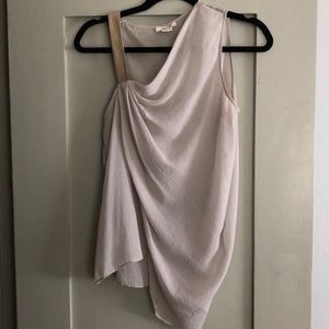 Helmut Lang Leather and chiffon asymmetrical top